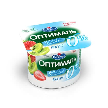 Йогурт Савушкин Оптималь Клубника Киви 0%, 120г