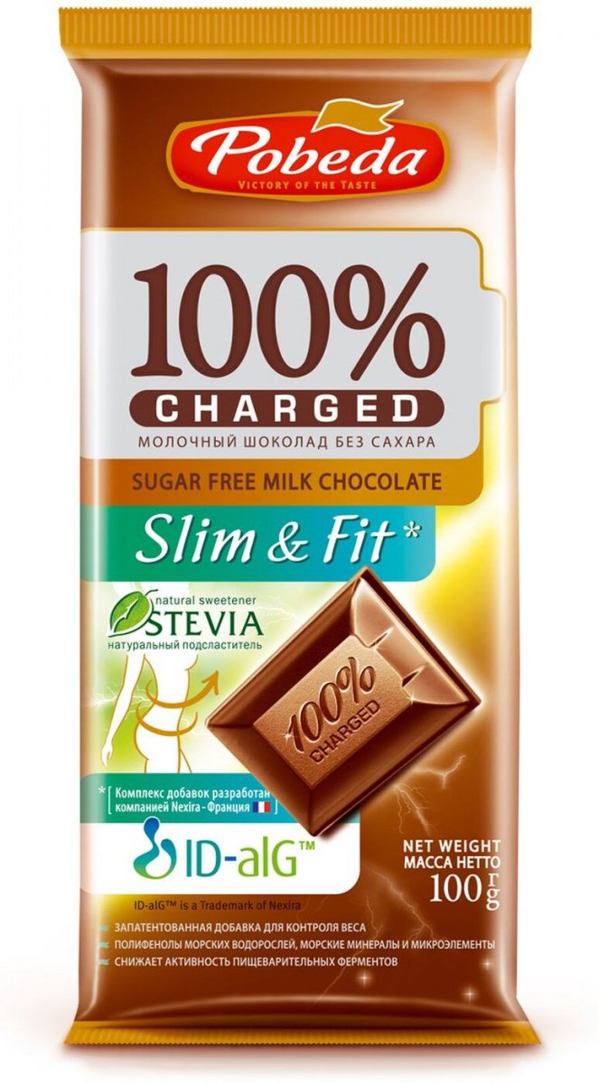 Шоколад без сахара Чаржед "Slim & Fit" Молочный 34%  100 г.
